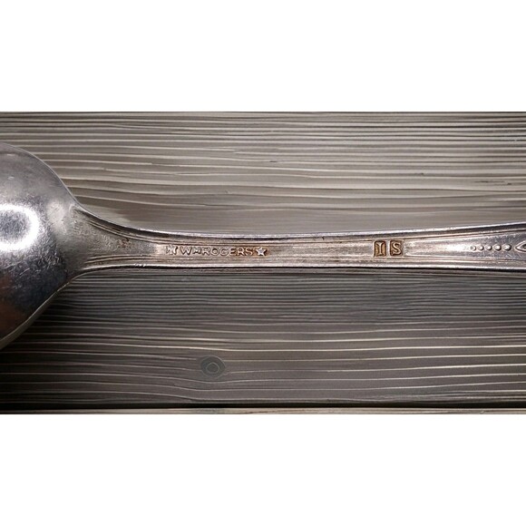 Lot Of 4 Antique 6" Wm Rogers Cotillion Silverplate Flatware IS Serving Spoons - Picture 11 of 12